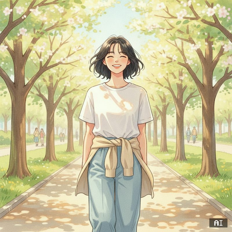 산책하며 비우기 스타일로 바꾼 AI 사진 예시