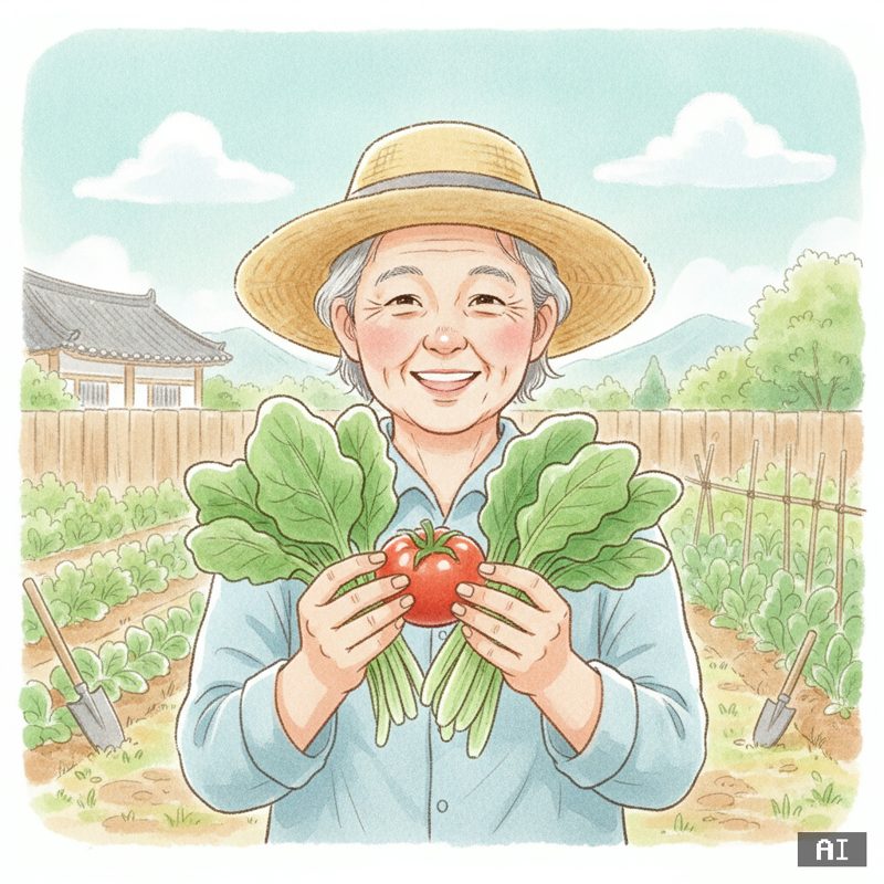 텃밭 가꾸는 삶 스타일로 바꾼 AI 사진 예시