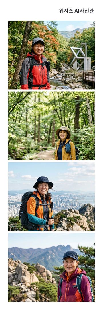 «기본 흰 테두리» 테두리에 가상 인물 사진 4장을 넣은 AI 네컷 견본 (사진관 네컷)