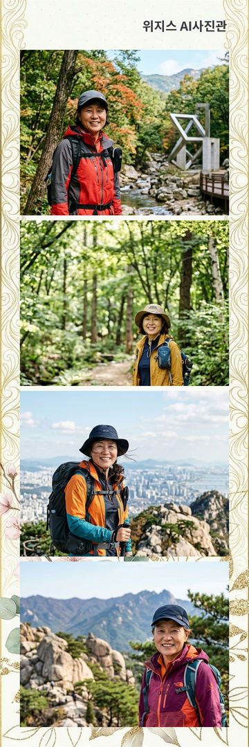 «깨끗한 흰색» 테두리에 가상 인물 사진 4장을 넣은 AI 네컷 견본 (사진관 네컷)