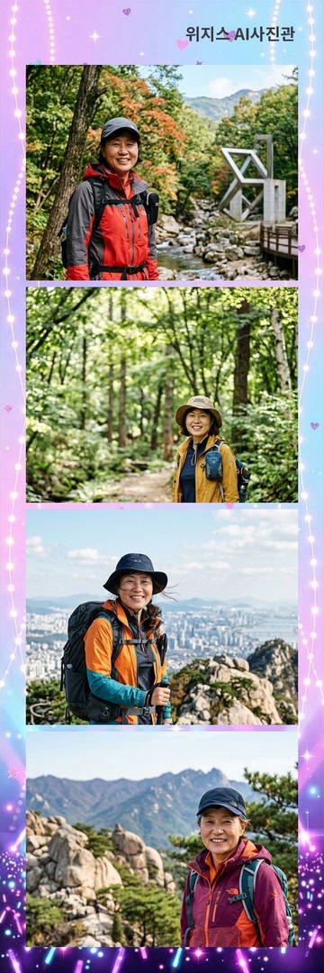 «응원봉 콘서트» 테두리에 가상 인물 사진 4장을 넣은 AI 네컷 견본 (사진관 네컷)