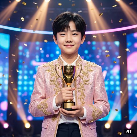 아이돌 · 1위 수상 무대 AI 사진 예시