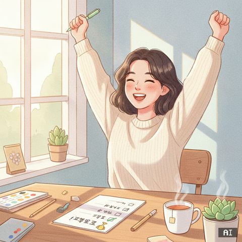 작은 성취 축하하기 AI 사진 예시